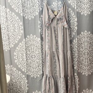 Japna Pastel Floral and Stripe Maxi Dress